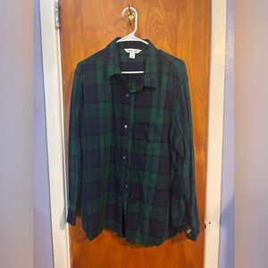 Old Navy Green and Blue Plaid Button-Up Shirt